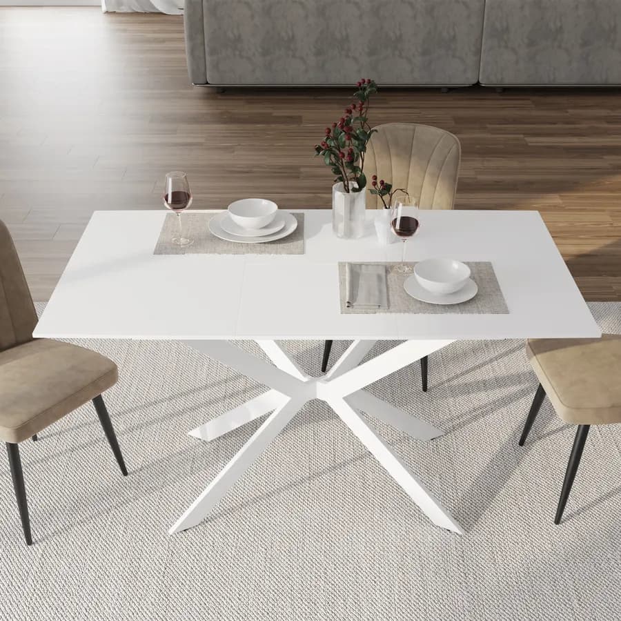Tavolo da pranzo allungabile 100-140 x 80 in legno bianco - Marten