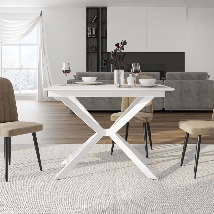 Tavolo da pranzo allungabile 100-140 x 80 in legno bianco - Marten