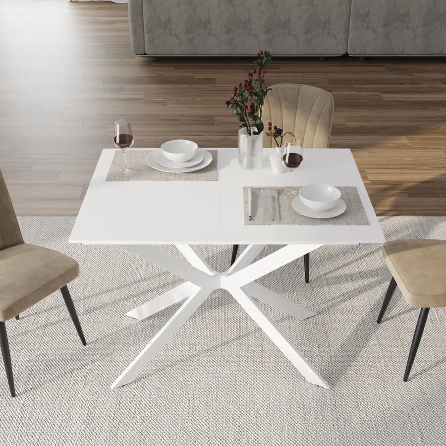 Tavolo da pranzo allungabile 100-140 x 80 in legno bianco - Marten