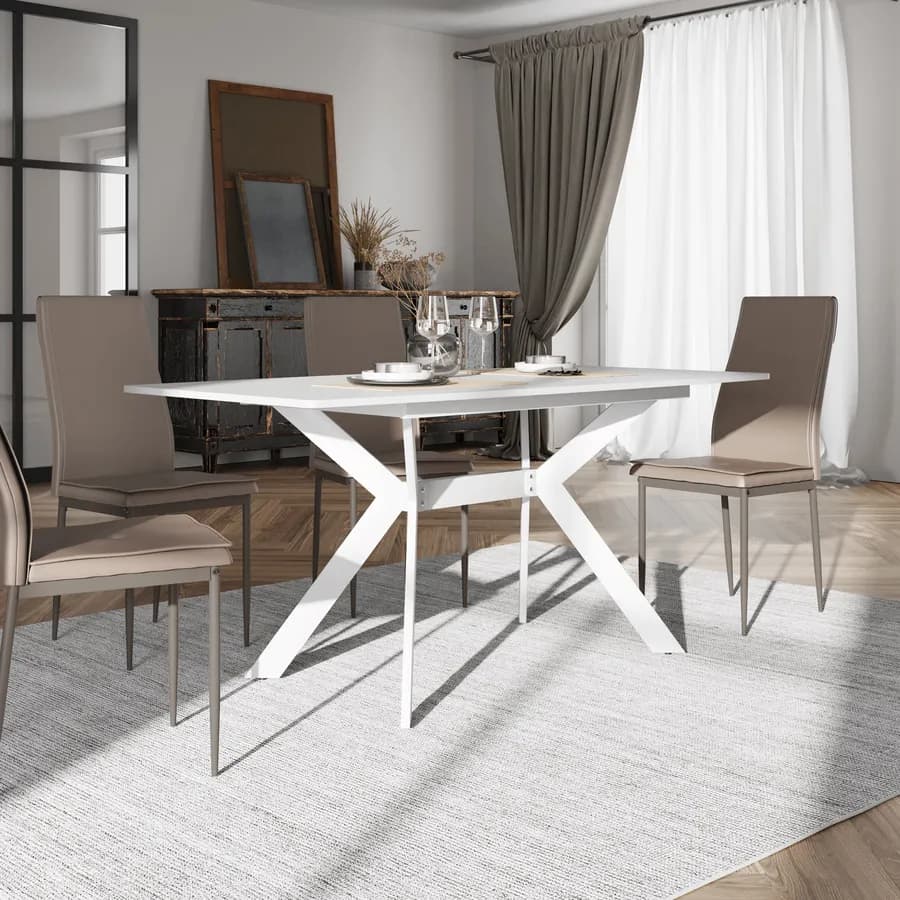 Tavolo da pranzo allungabile 120-160 x 80 cm in legno bianco - Nelson