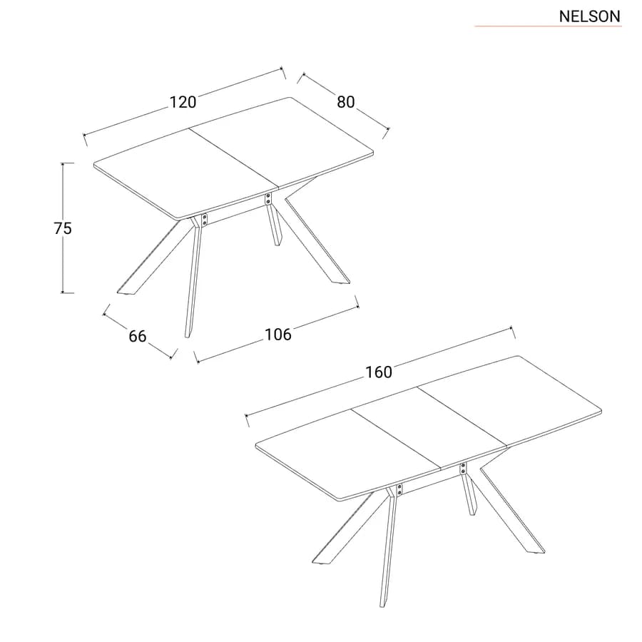 Tavolo da pranzo allungabile 120-160 x 80 cm in legno bianco - Nelson