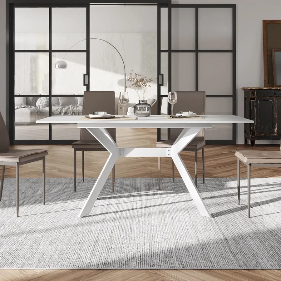 Tavolo da pranzo allungabile 120-160 x 80 cm in legno bianco - Nelson