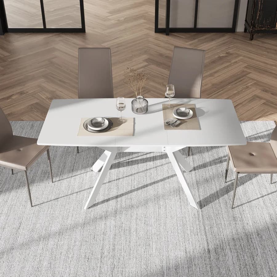 Tavolo da pranzo allungabile 120-160 x 80 cm in legno bianco - Nelson