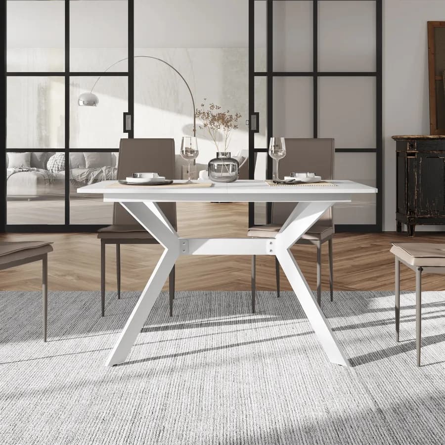 Tavolo da pranzo allungabile 120-160 x 80 cm in legno bianco - Nelson