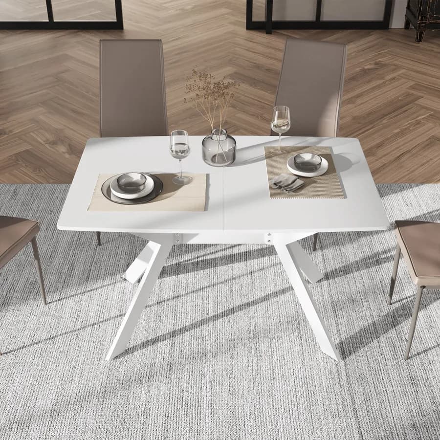 Tavolo da pranzo allungabile 120-160 x 80 cm in legno bianco - Nelson