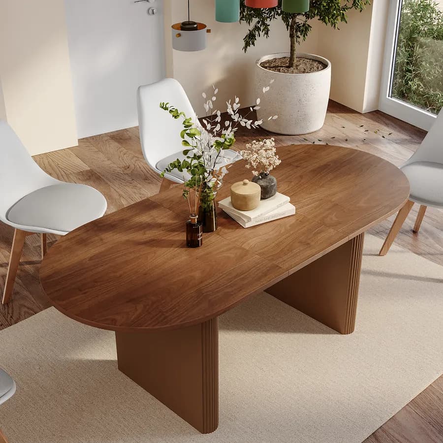 Tavolo da pranzo allungabile 160-200x90 cm mogano - Chad