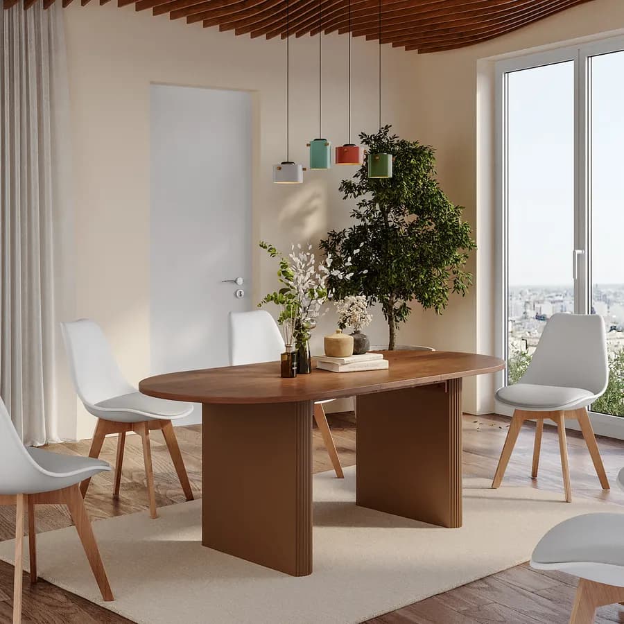 Tavolo da pranzo allungabile 160-200x90 cm mogano - Chad