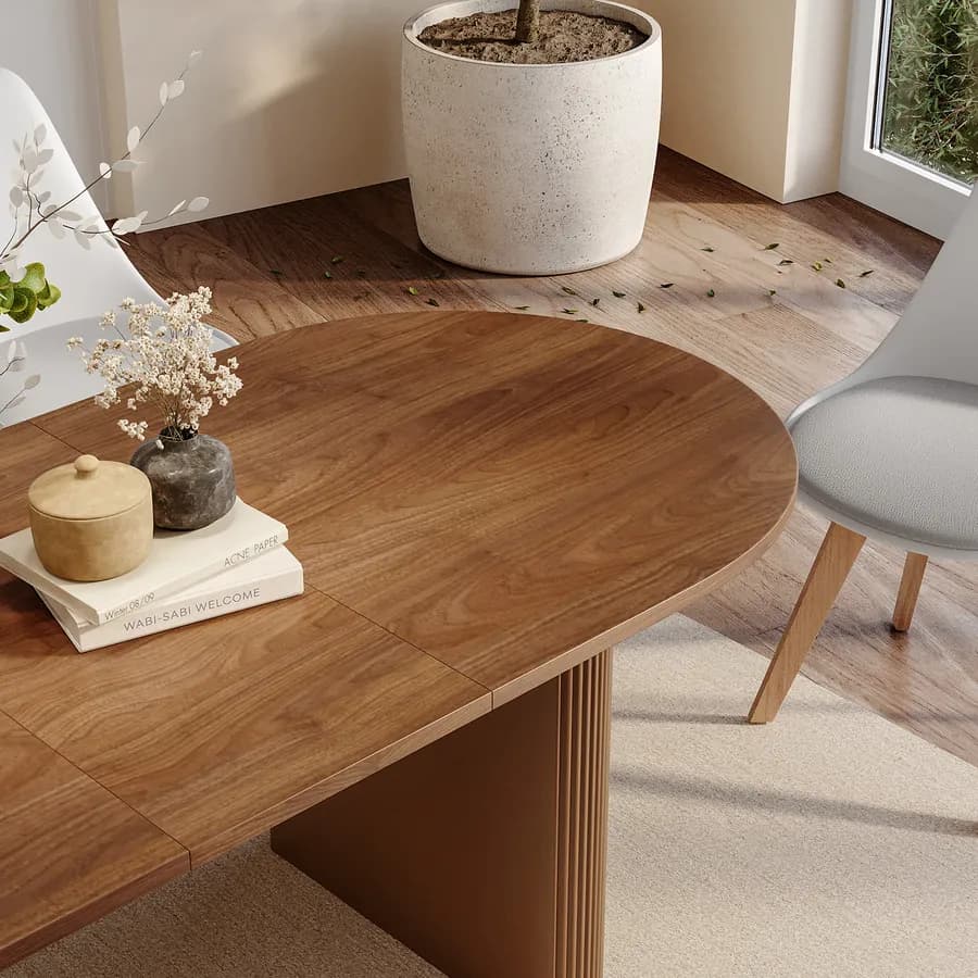 Tavolo da pranzo allungabile 160-200x90 cm mogano - Chad