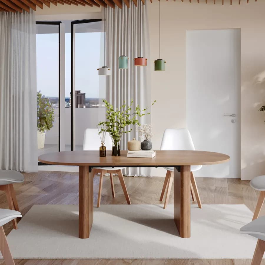 Tavolo da pranzo allungabile 160-200x90 cm noce - Chad