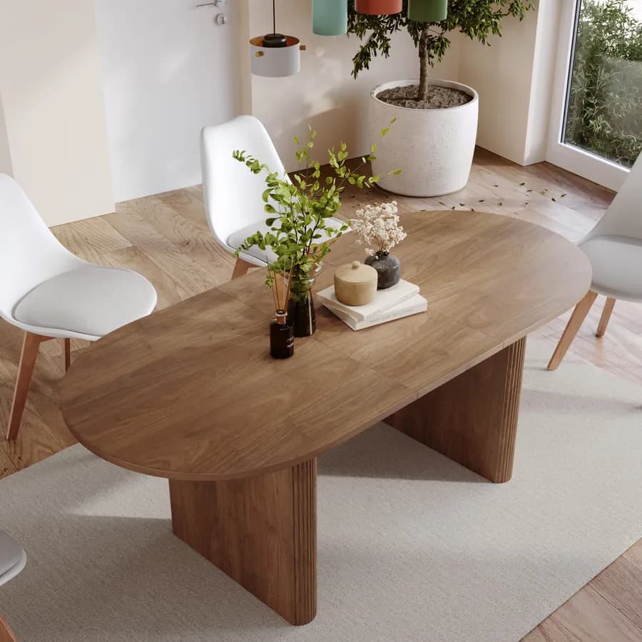 Tavolo da pranzo allungabile 160-200x90 cm noce - Chad