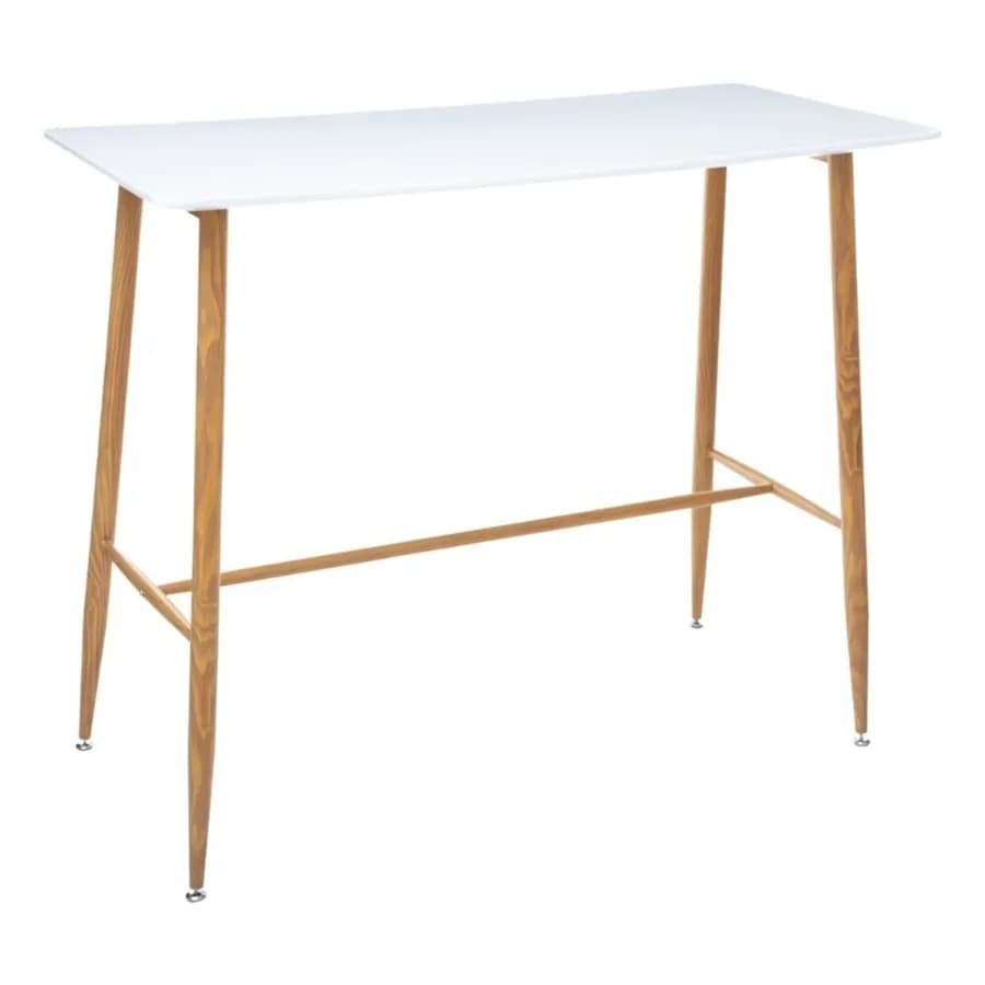 Tavolo alto 120x104h cm bianco con struttura effetto legno - Kara