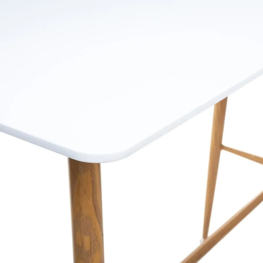 Tavolo alto 120x104h cm bianco con struttura effetto legno - Kara