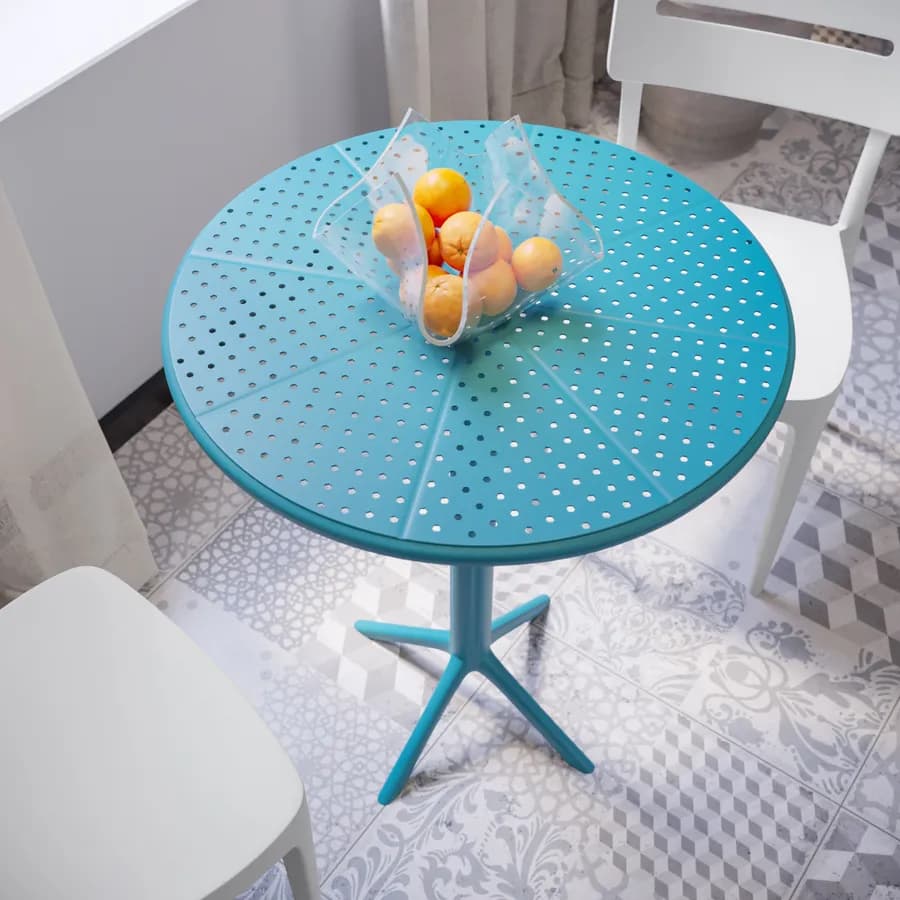 Tavolo da pranzo rotondo 60 cm blu maldive in polipropilene - Sonny