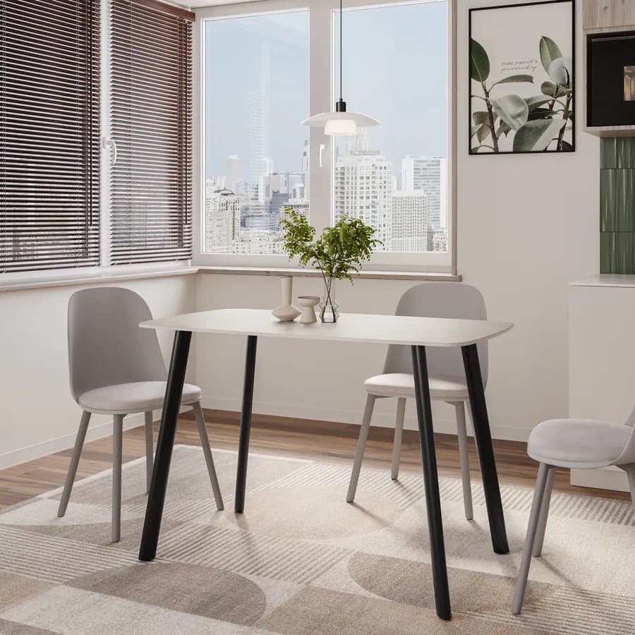 Tavolo da pranzo 120x70 cm con top in pietra sinterizzata e gambe nere - Rocky