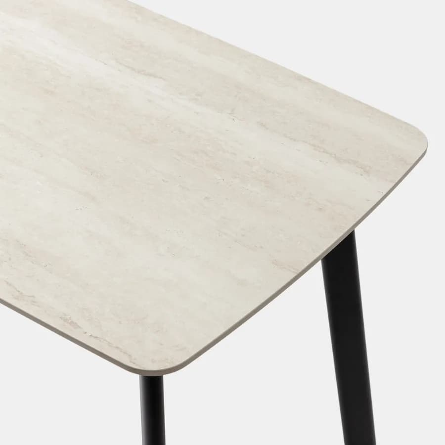 Tavolo da pranzo 120x70 cm con top in pietra sinterizzata e gambe nere - Rocky
