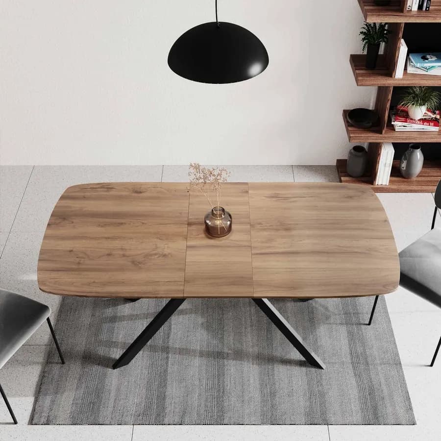 Tavolo estensibile 140-180x90 cm rovere quercia con gambe incrociate - Manty