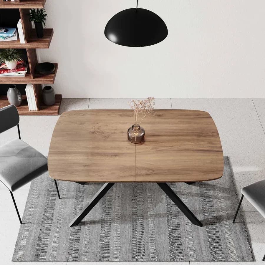 Tavolo estensibile 140-180x90 cm rovere quercia con gambe incrociate - Manty