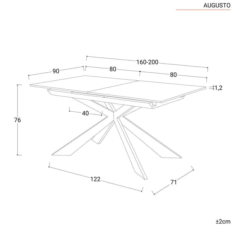 Tavolo allungabile 160-200x90 cm top in ceramica bianco effetto marmo con gambe in metallo nero - Augusto