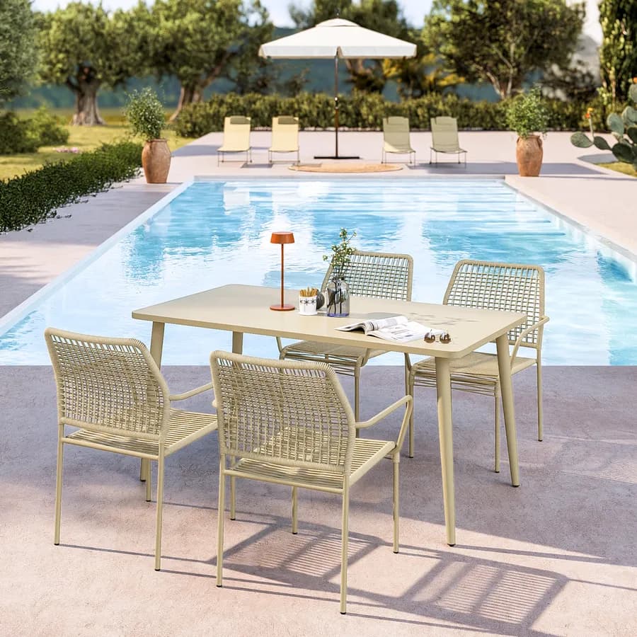 Tavolo 150x80 cm in acciaio beige - Levanto