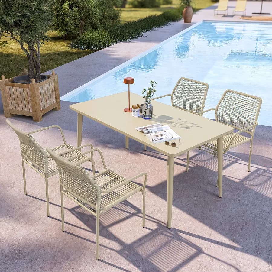 Tavolo 150x80 cm in acciaio beige - Levanto