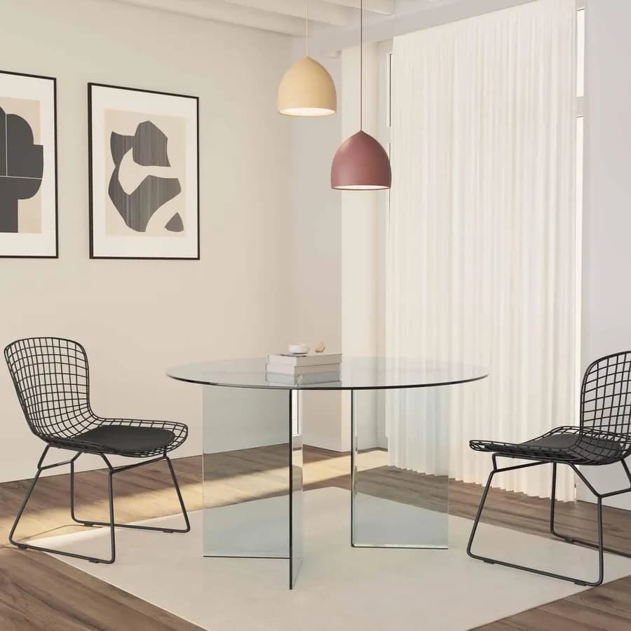 Tavolo da pranzo rotondo 130 cm in vetro temperato - City