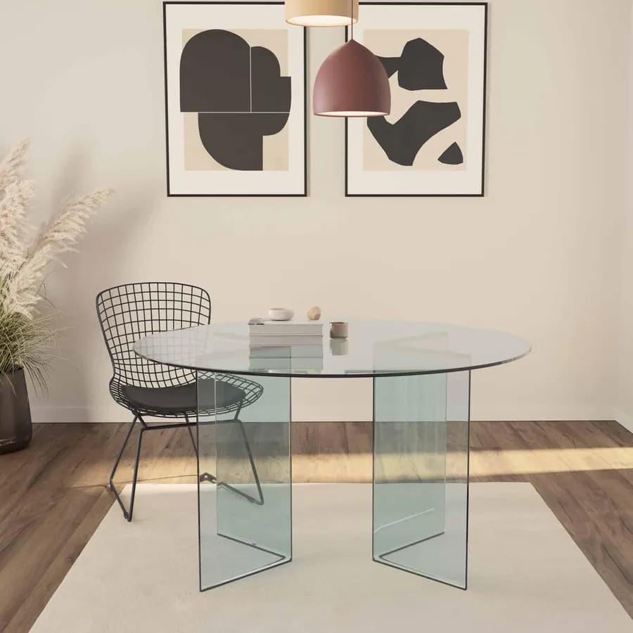 Tavolo da pranzo rotondo 130 cm in vetro temperato - City