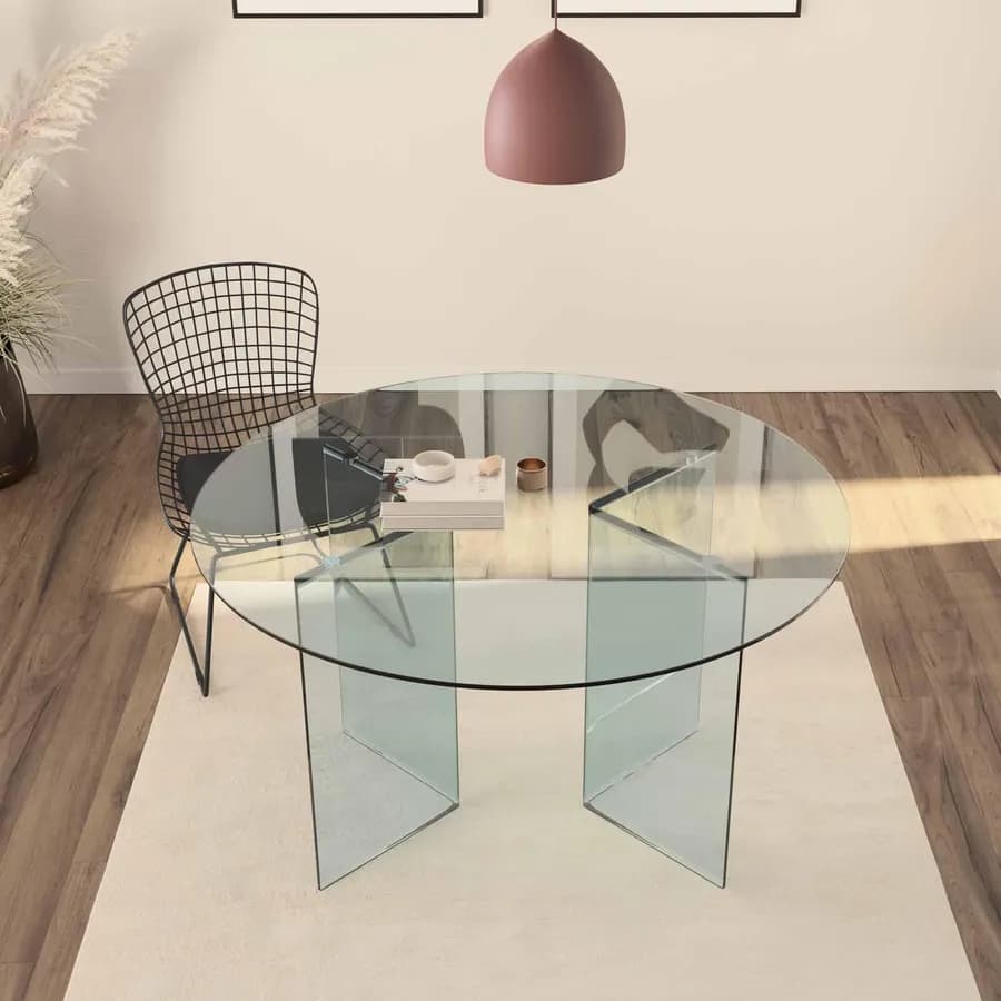 Tavolo da pranzo rotondo 130 cm in vetro temperato - City