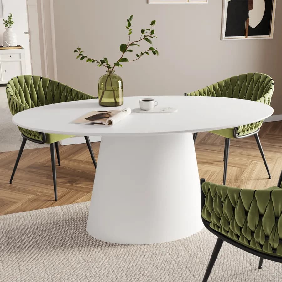 Tavolo ovale 160x90 cm in legno bianco - Gourmel