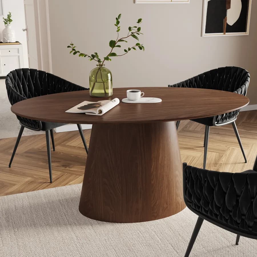 Tavolo ovale 160x90 cm in legno noce - Gourmel