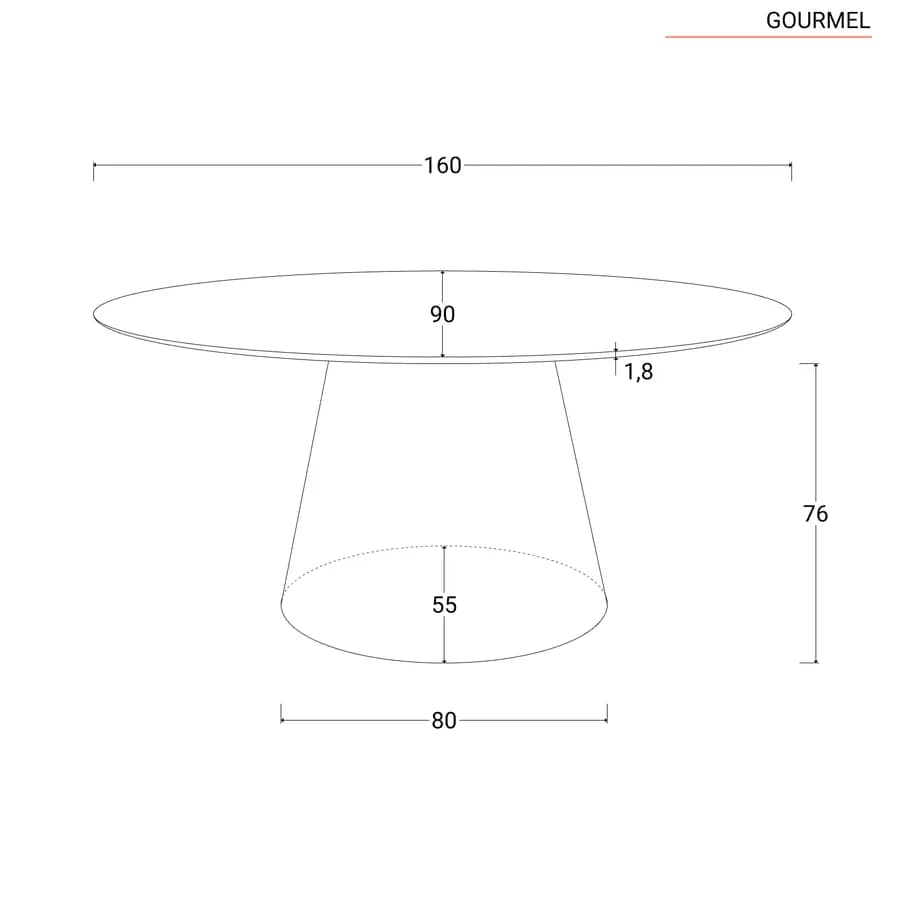 Tavolo ovale 160x90 cm in legno noce - Gourmel