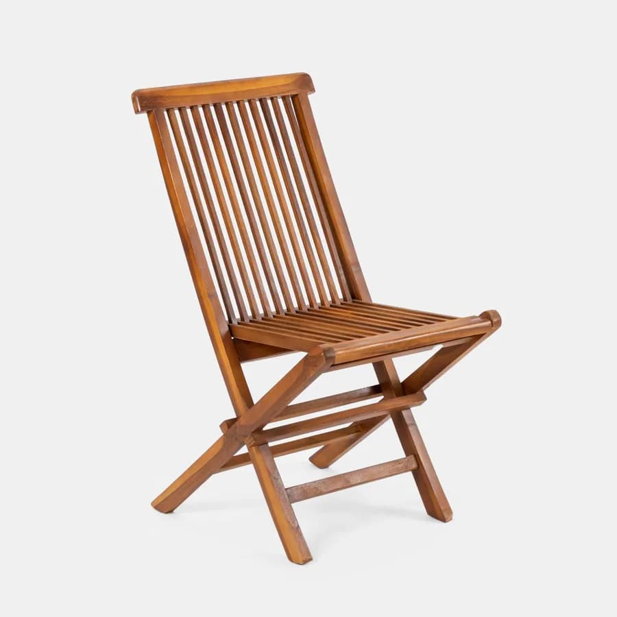 Set pranzo tavolo 90x90 cm e 4 sedie pieghevoli in legno teak - Louis