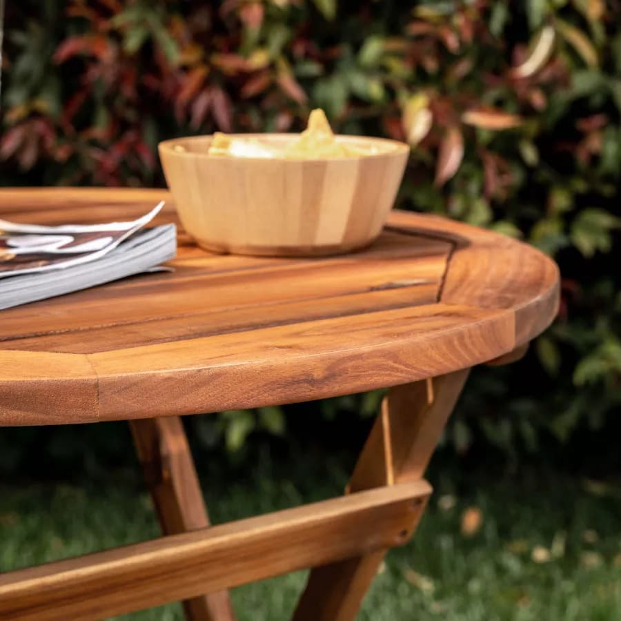 Tavolo pieghevole rotondo 60 cm in legno di acacia - Paja