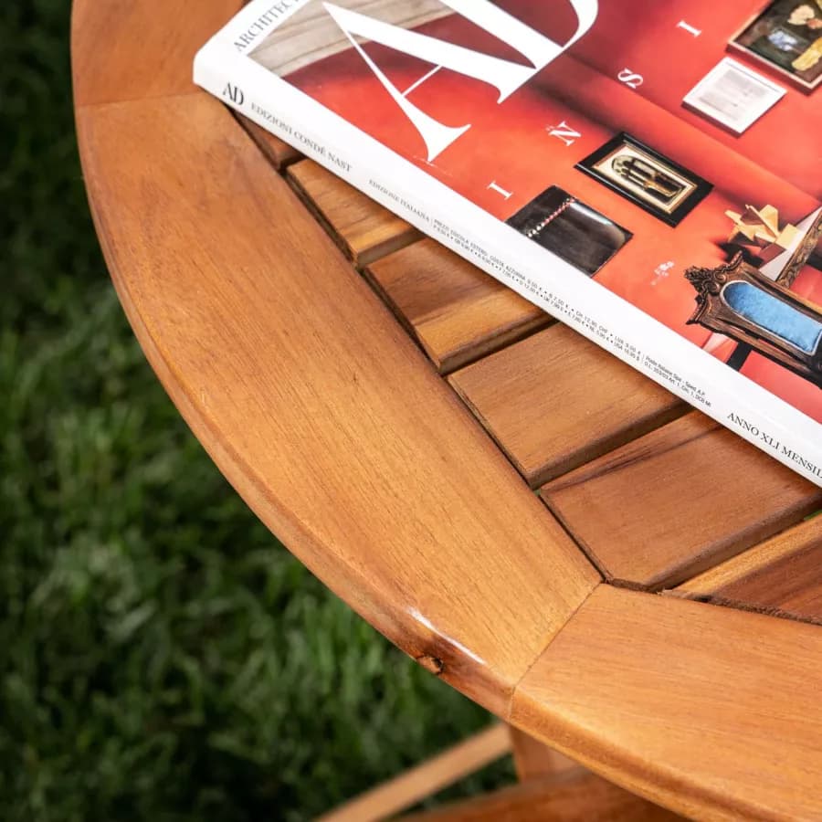 Tavolo pieghevole rotondo 60 cm in legno di acacia - Paja