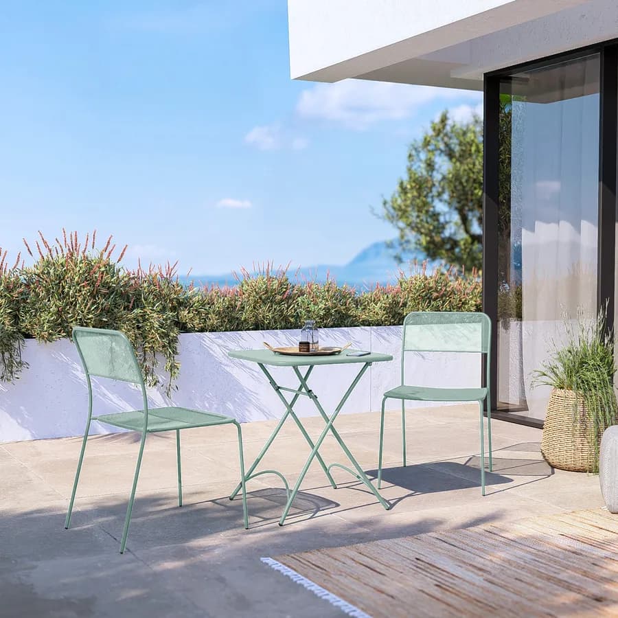 Tavolo da esterno pieghevole 60x60 cm in acciaio verde marino - Faber