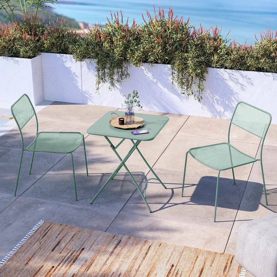 Tavolo da esterno pieghevole 60x60 cm in acciaio verde marino - Faber