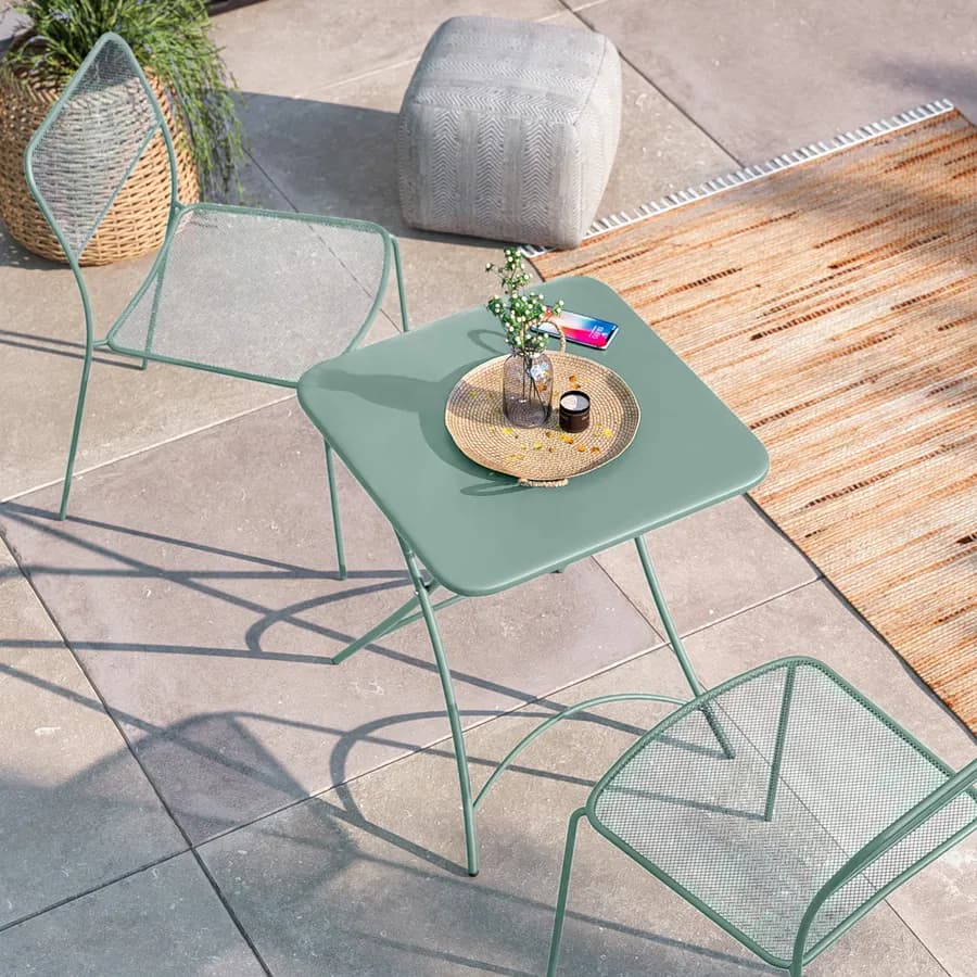 Tavolo da esterno pieghevole 60x60 cm in acciaio verde marino - Faber