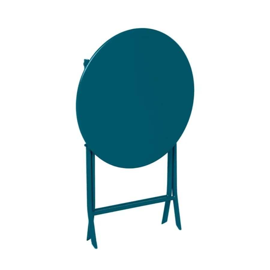 Tavolo pieghevole da esterno rotondo 60 cm in acciaio blu pavone - Atelier