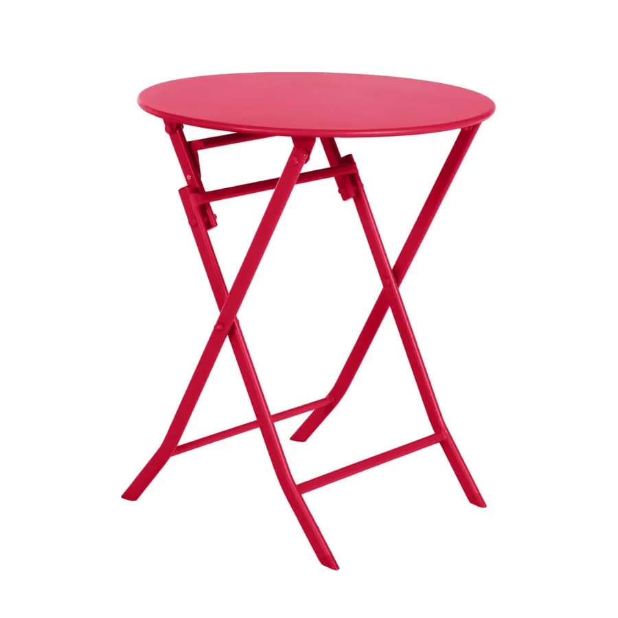 Tavolo pieghevole da esterno rotondo 60 cm in acciaio rosso melograno - Atelier