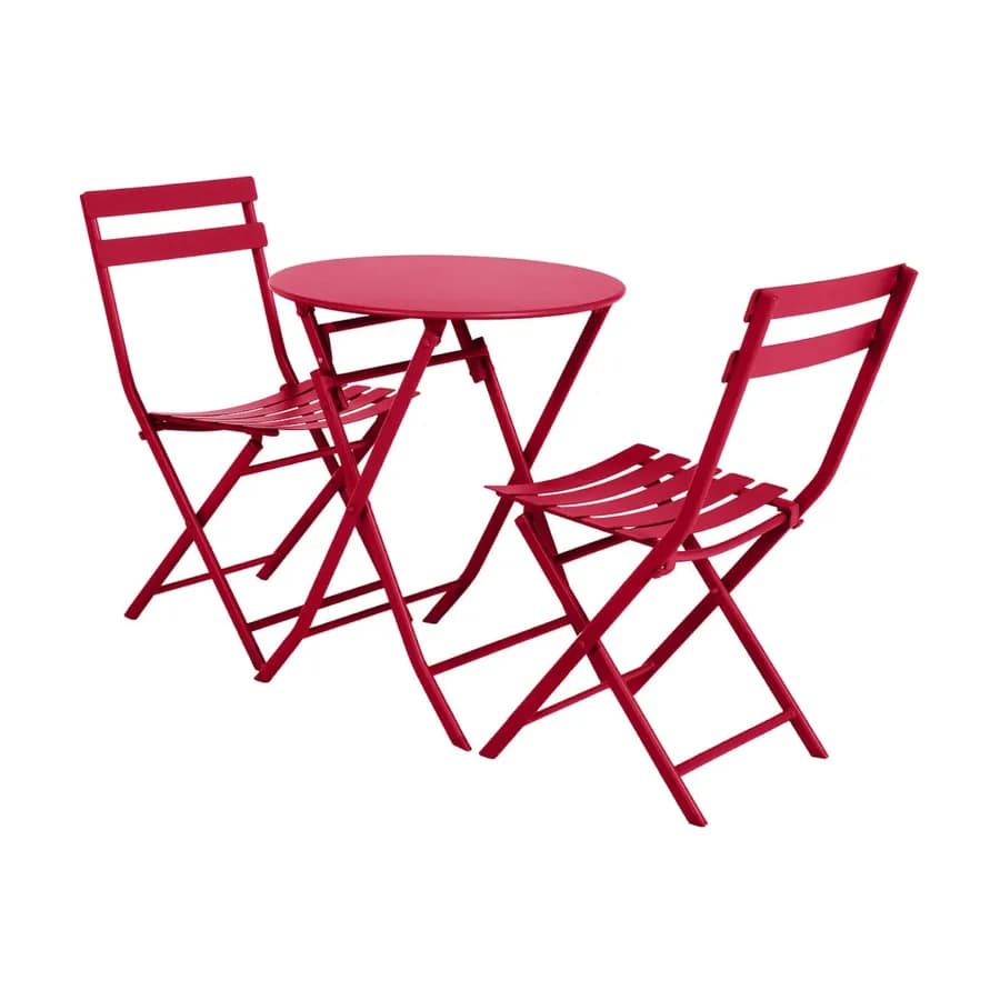Tavolo pieghevole da esterno rotondo 60 cm in acciaio rosso melograno - Atelier
