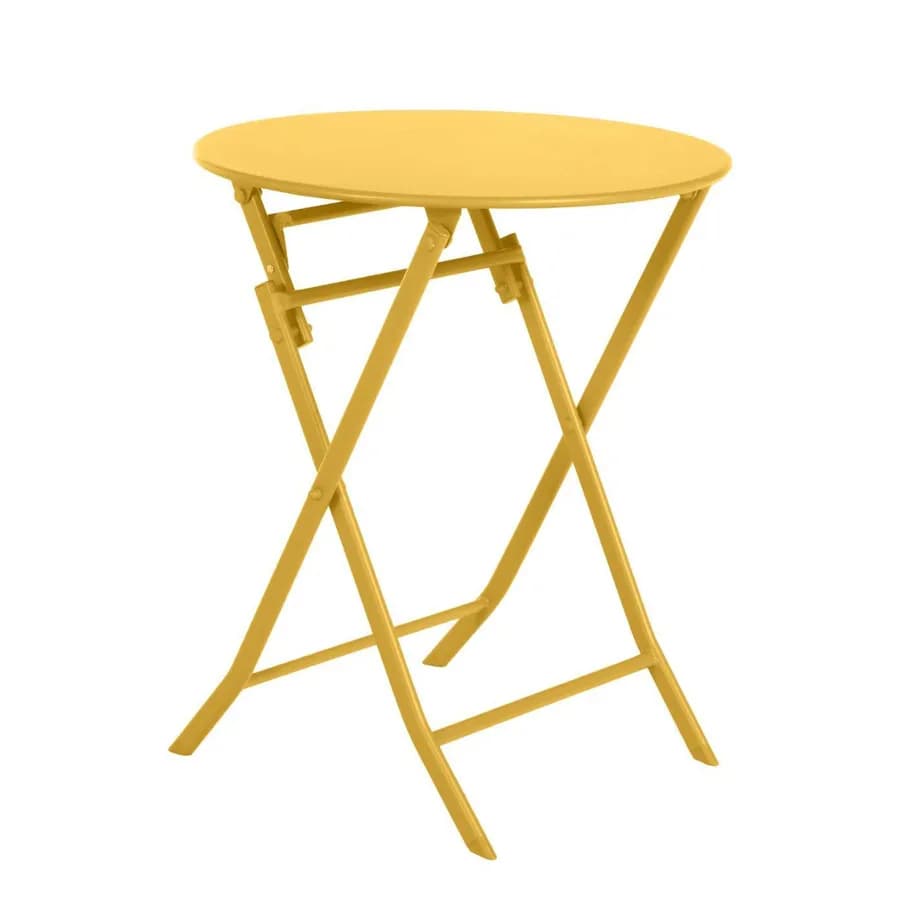 Tavolo pieghevole da esterno rotondo 60 cm in acciaio senape – Atelier