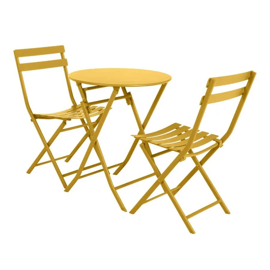 Tavolo pieghevole da esterno rotondo 60 cm in acciaio senape – Atelier