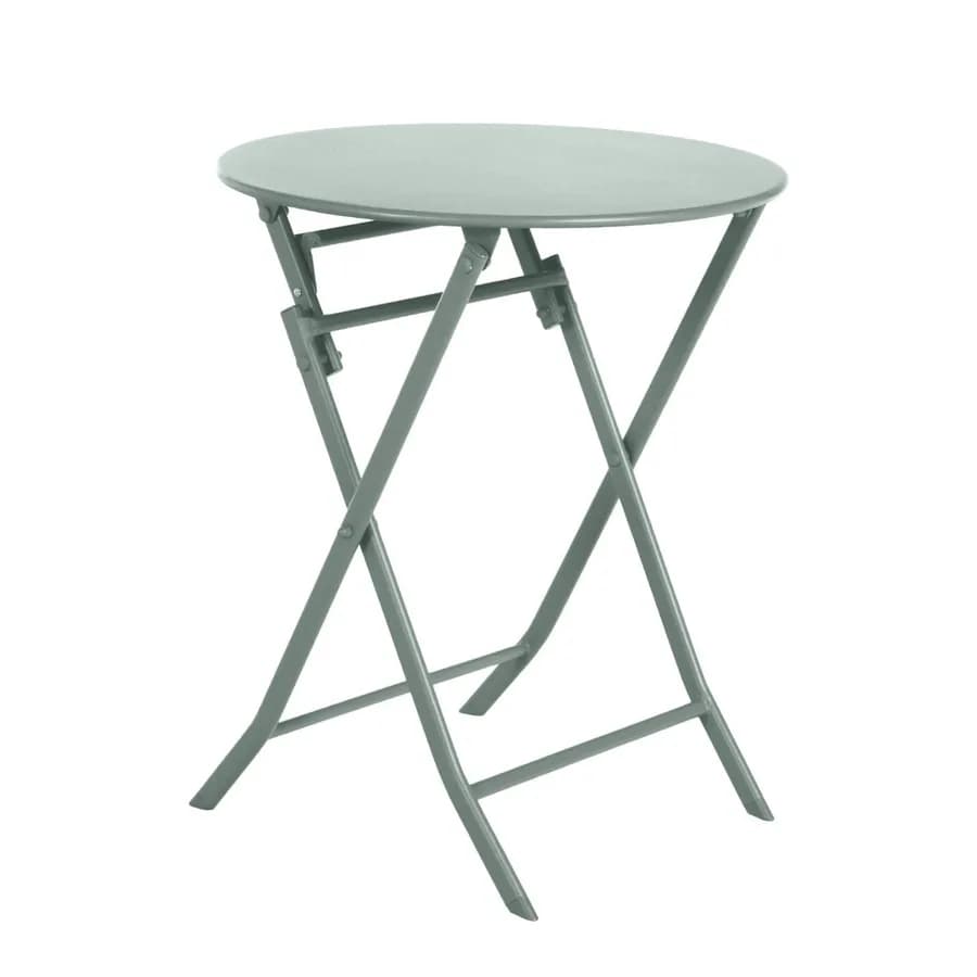 Tavolo pieghevole da esterno rotondo 60 cm in acciaio verde oliva - Atelier