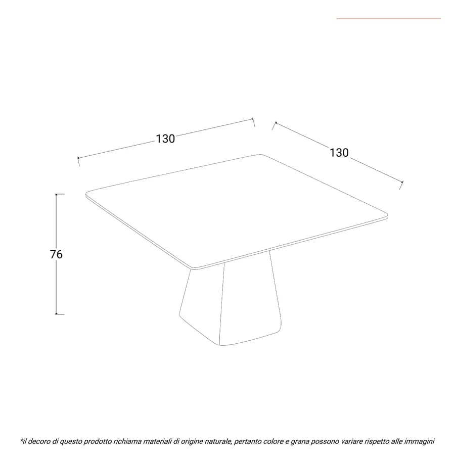 Tavolo quadrato 130 cm con piano in ceramica effetto marmo bianco lucido - Martins