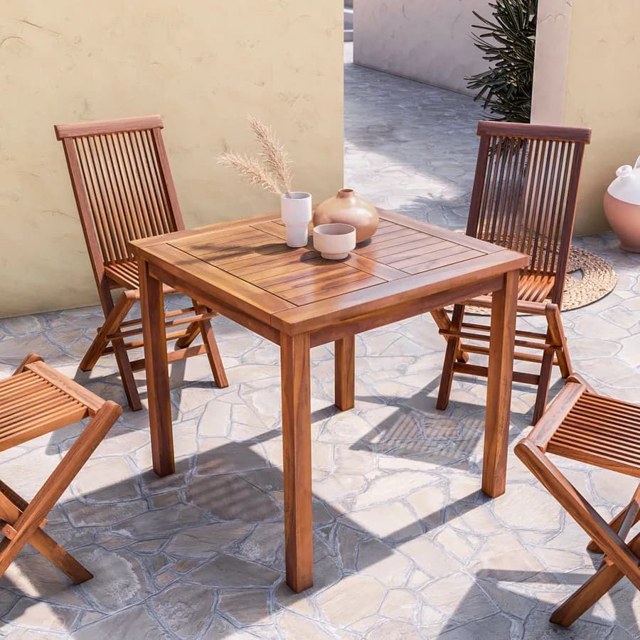 Tavolo da pranzo 80x80 cm in legno teak - Louis
