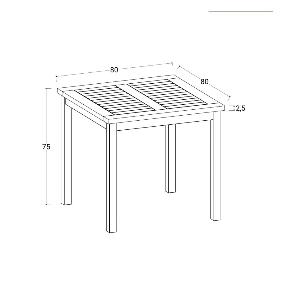 Tavolo da pranzo 80x80 cm in legno teak - Louis