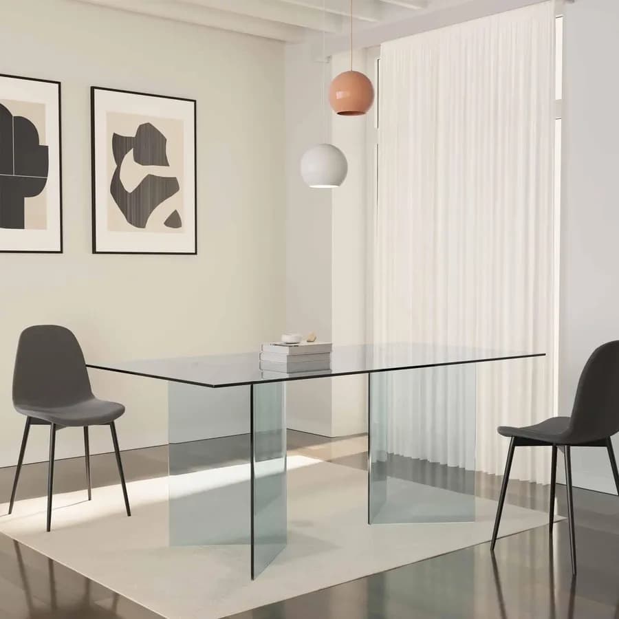 Tavolo rettangolare 180x90 cm vetro temperato - City