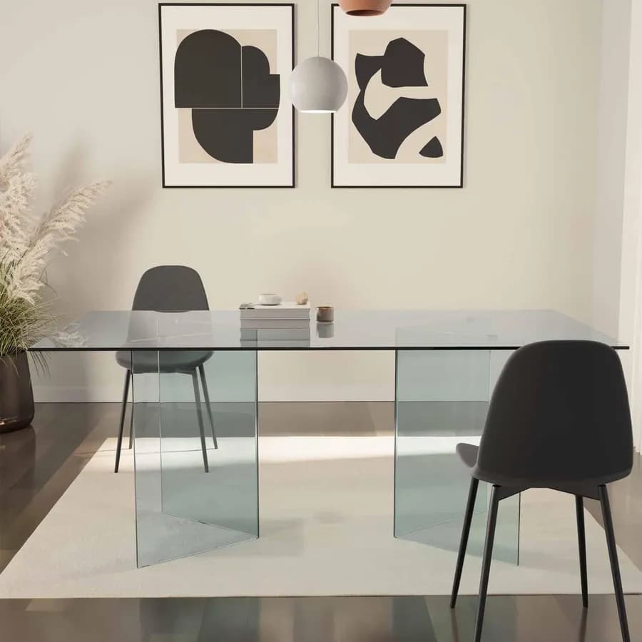 Tavolo rettangolare 180x90 cm vetro temperato - City