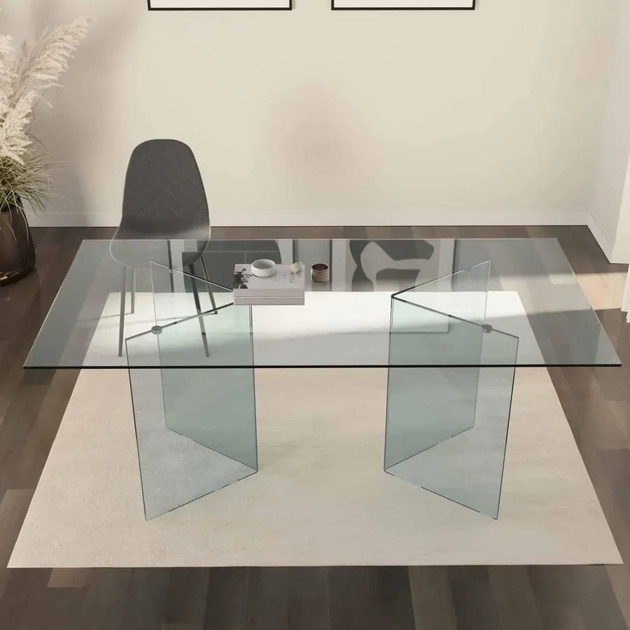 Tavolo rettangolare 180x90 cm vetro temperato - City