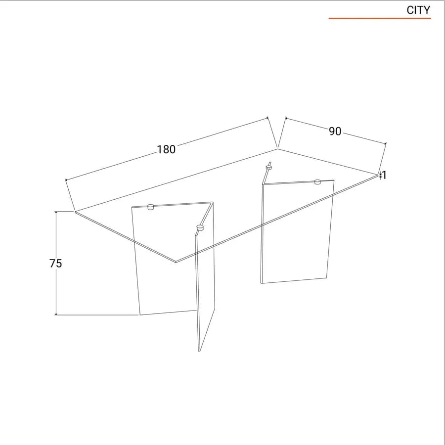 Tavolo rettangolare 180x90 cm vetro temperato - City