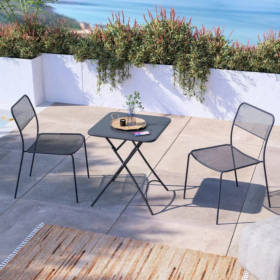 Tavolo da esterno pieghevole 60x60 cm in acciaio blu notte - Faber